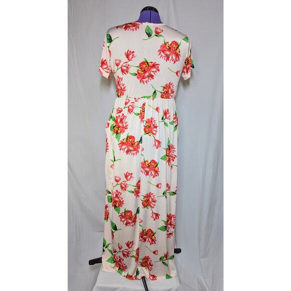 Flamingo Urban Women's Pink Floral Maxi Dress w/Pockets. Size L. Pre-Owned. - Picture 2 of 10